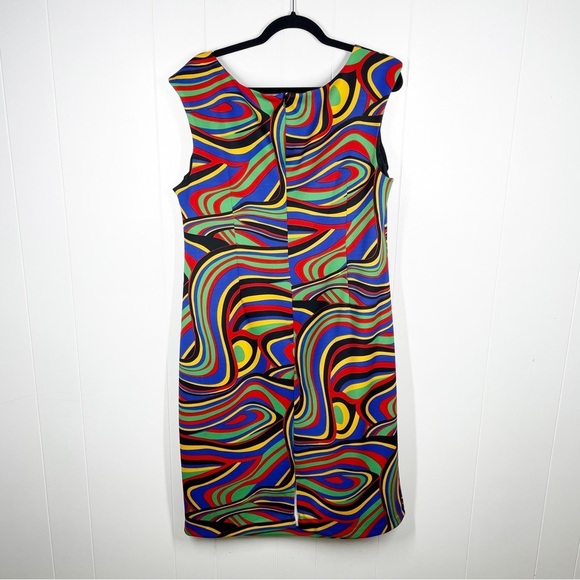 Peach Velvet New York Sleeveless Multi Color Abstract Plus Size Sheath Dress 14 - Picture 2 of 8
